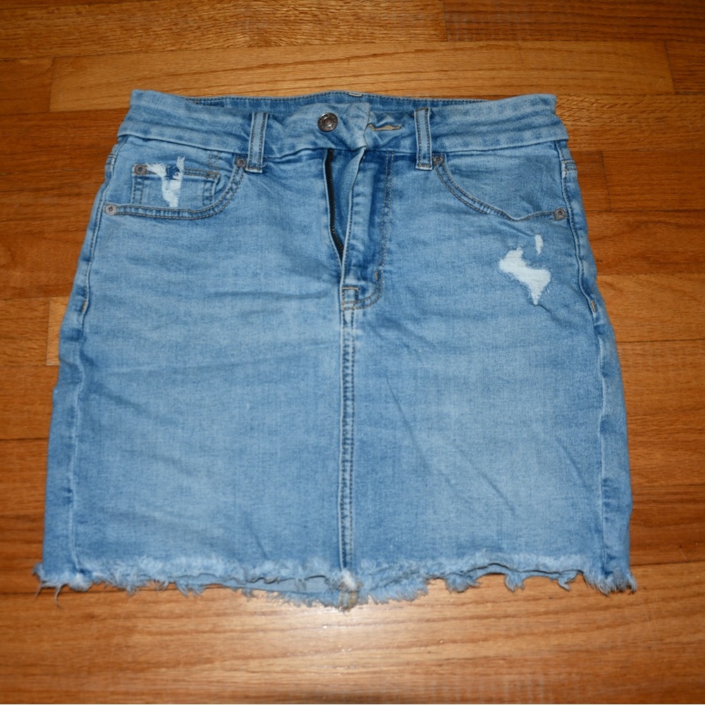 Blue Mini Pencil Skirt Casual Style